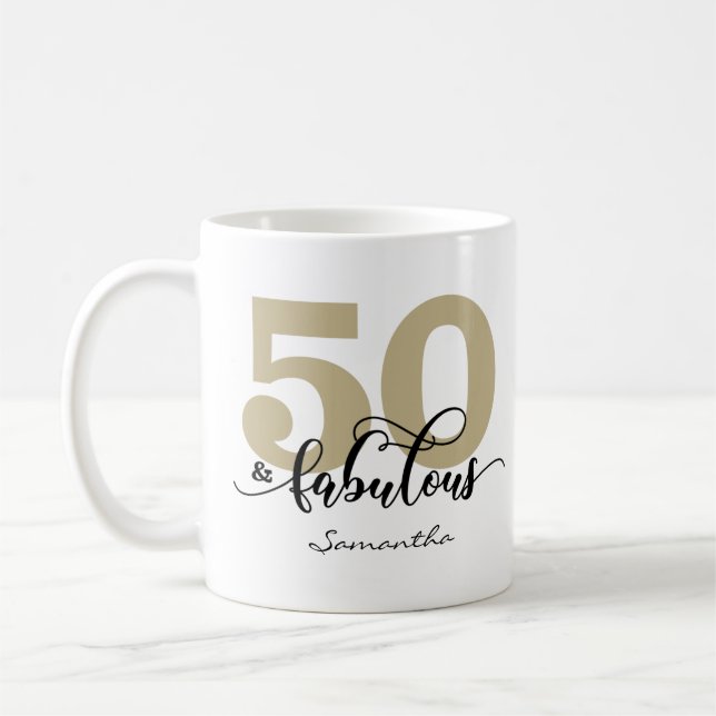 Mug Black Gold Script 50 et fabuleux anniversaire (Gauche)
