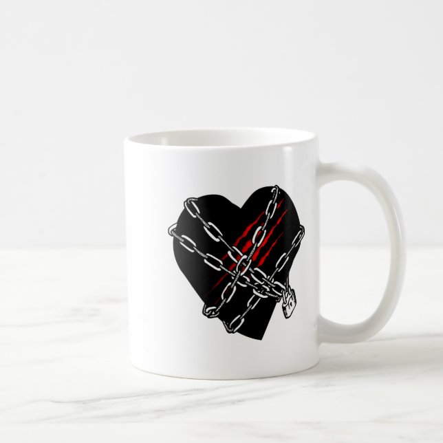 Mug Black Heart Red Chains Cool Gothic Valentines Day  (Droite)