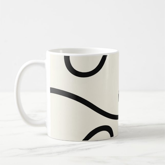 Mug Black Ivory Loop Line Abstract (Gauche)