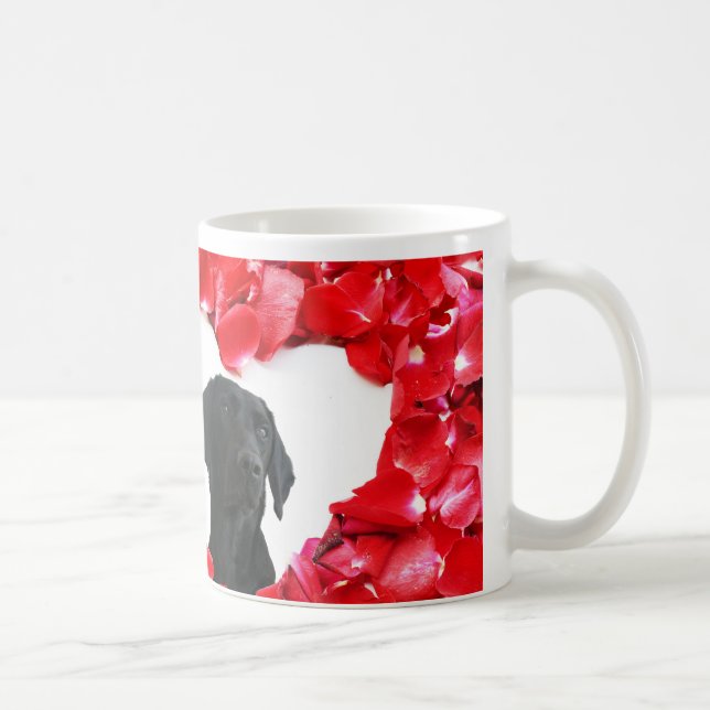 Mug Black Labrador Chien Rose Coeur Photo Jeter une ta (Droite)