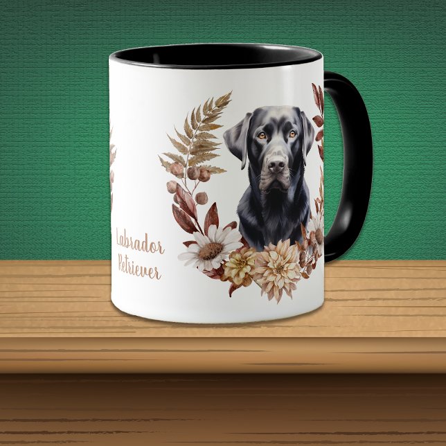 Mug Black Labrador Retriever Dog Automne Wire (Créateur téléchargé)