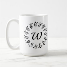 Black laurel wreath monogrammed