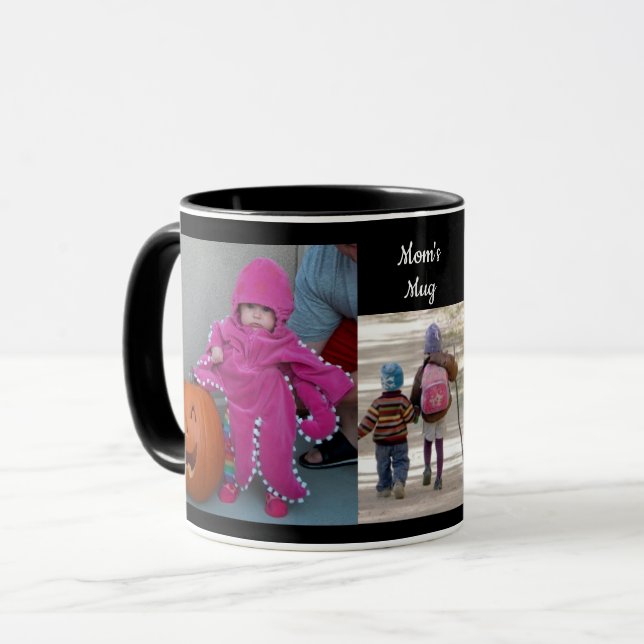 Mug Black Personnaliser 3 MODÈLES PHOTO Café cadeau (Devant gauche)