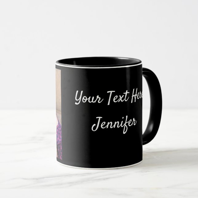 Mug Black Personnaliser MODÈLE PHOTO Café cadeau (Devant droit)