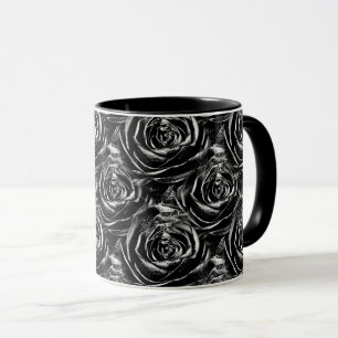 Mug Black Rose Center Floral Photo Motif Abstrait