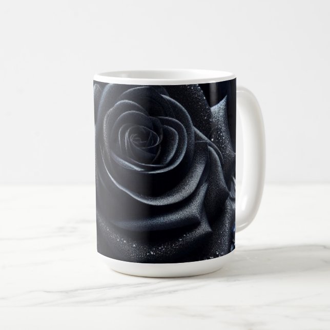 Mug Black Rose on Black Brocade (Devant droit)