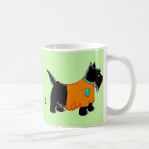 Mug Black Scottie Terrier Chien Orange Nom personnalis
