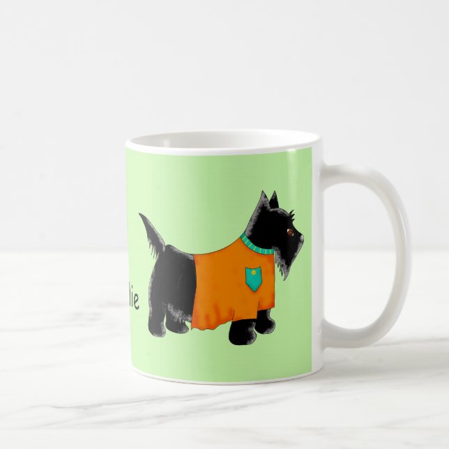 Mug Black Scottie Terrier Chien Orange Nom personnalis (Droite)