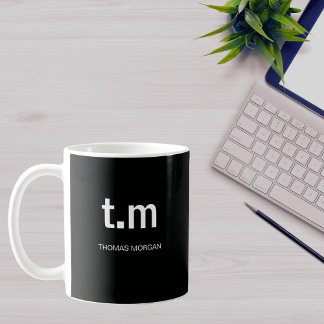 Mug Black & White Elegant Minimal Monogram Coffee
