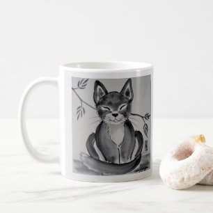 Mug Black & White Grey Alley Chat Oriental Design mign