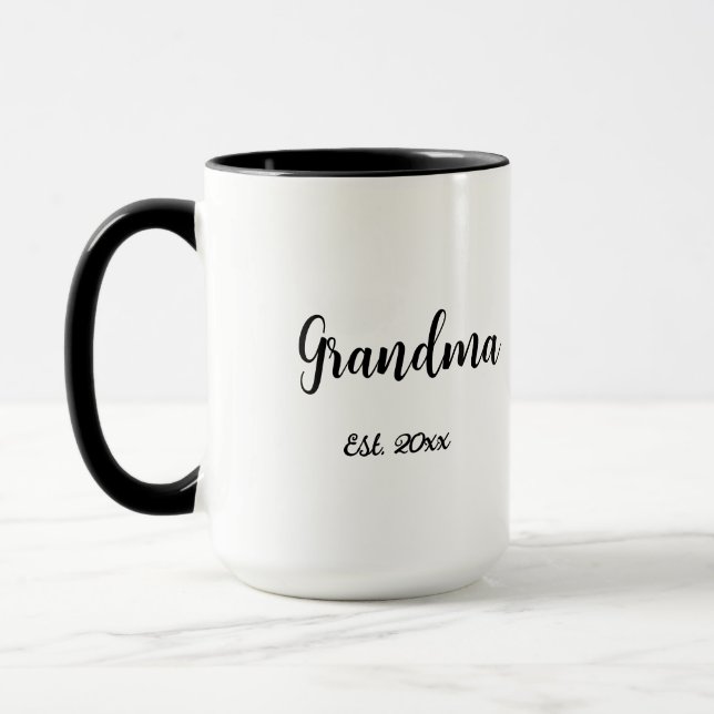 Mug Black White Mom Established Year New Grandma Gift (Gauche)