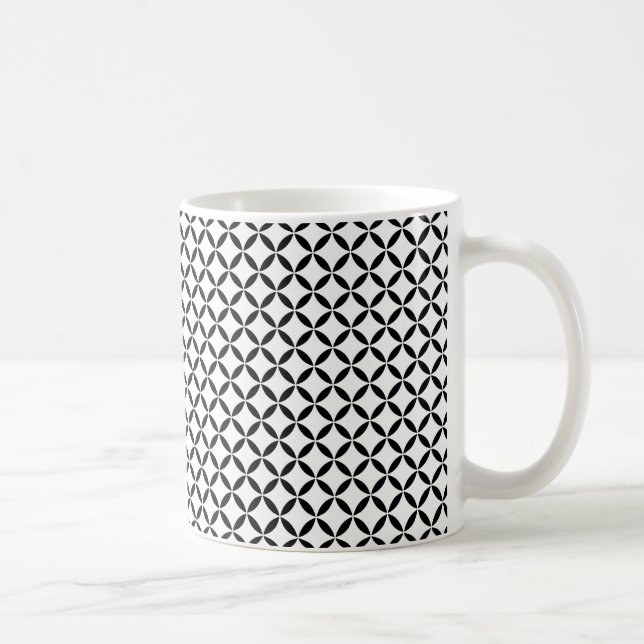 Mug Black White Moroccan Inspired Quatrefoil Lattice (Droite)