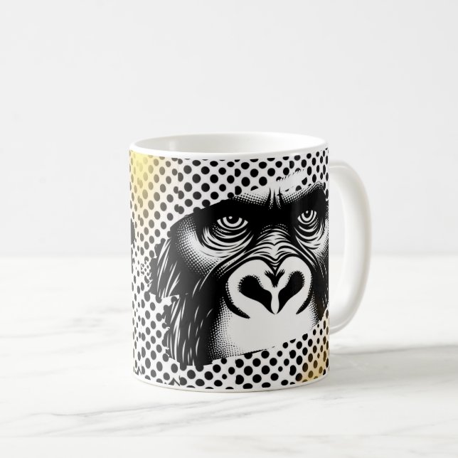 Mug Black White Pop Art Gorilla (Devant droit)