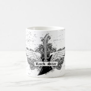 Mug Black white Rock étoile guitare électrique ailes m