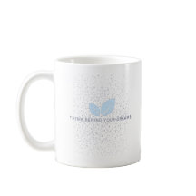 Mug blanc avec motif et citation feuille bleue
