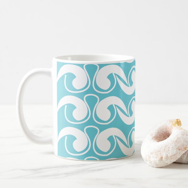 Mug Blanc bleu Abstrait (Avec donut)