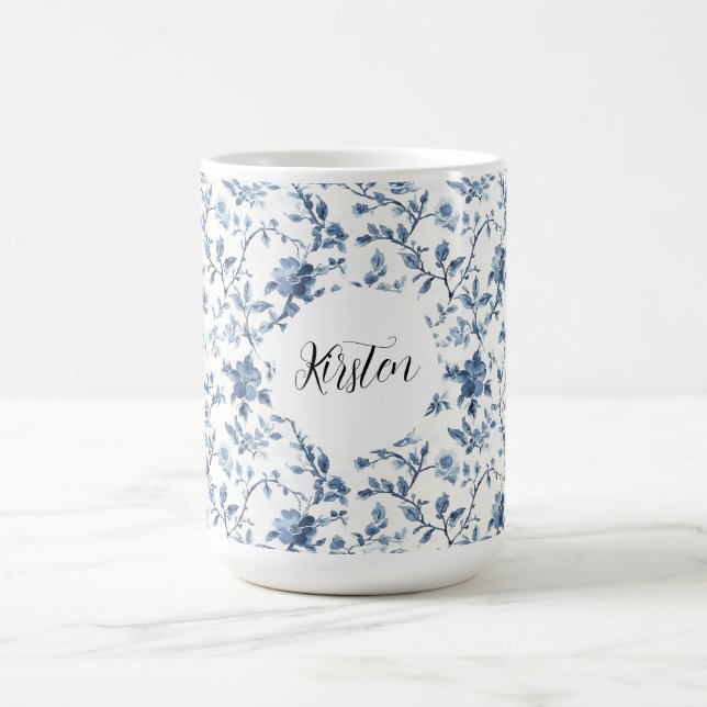 Mug Blanc Bleu Floral Chic   (Centre)