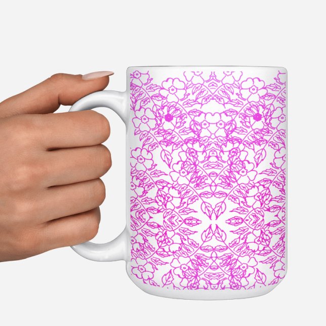 Mug blanc Botanique rose Floral Gradient décoratif (Créateur téléchargé)
