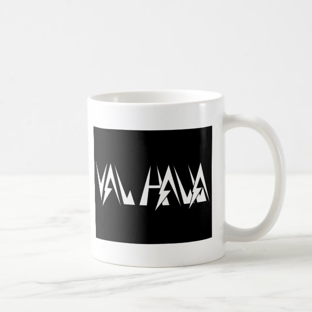 Mug Blanc de logo de POLICE de Val Halla sur le noir (Droite)