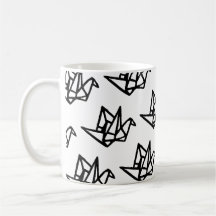 Blanc et noir - Origami Papier Grue Linocut