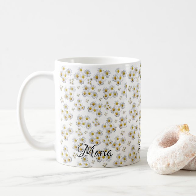 Mug blanc marguerite (Avec donut)