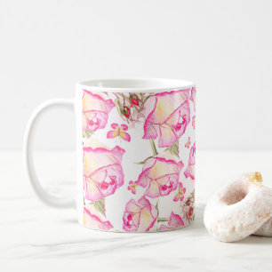 Mug Blanc rose jaune romantique floral rose d'été