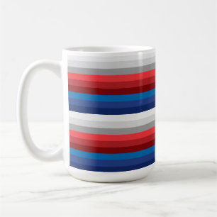 MUG BLANC ROUGE BLEUE GRISE STRIPES