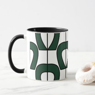 Mug Blanc Vert moderne géométrique Abstrait