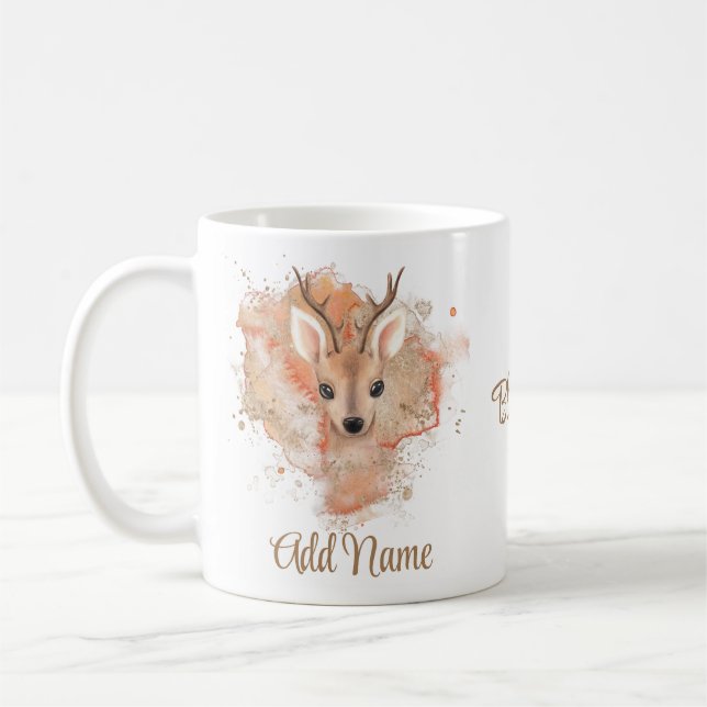 Mug Blessé Bambi Deer Ajoutez Votre Nom (Gauche)