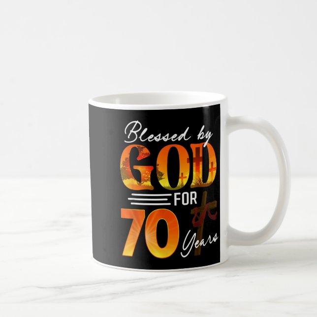 Mug Blessed By God For 70 Years Old Gift 70th Birthday (Droite)