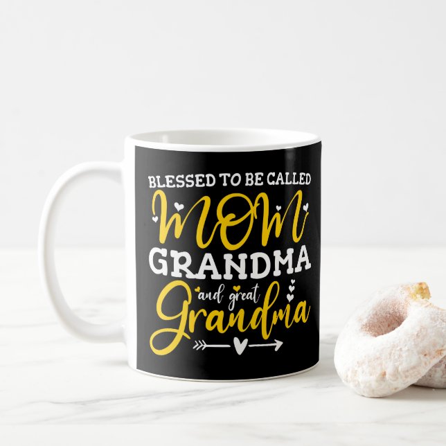 Mug Blessed To Be Called Mama Grandma Et Great Grandma (Avec donut)