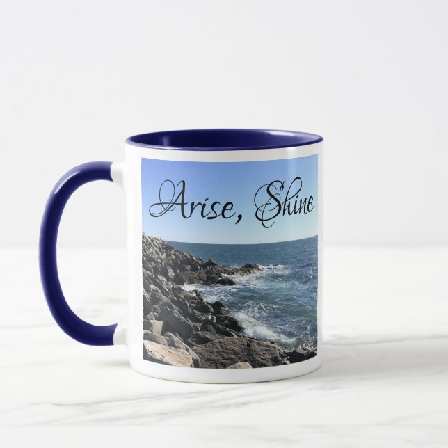 Mug Bleu Atlantique Bible Verse Seashore Waves (Gauche)