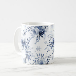 Mug Bleu Blanc Floral  