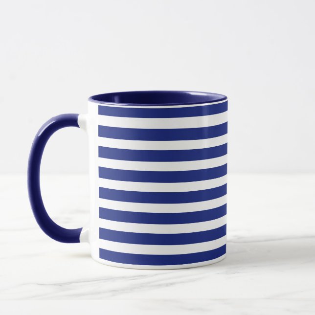 Mug Bleu Blanc rayures Motif Chinoiserie Côte (Gauche)