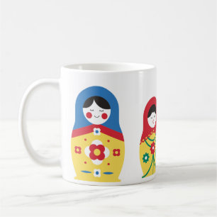 Mug Bleu bleu rouge jaune blanc vert poupée russe