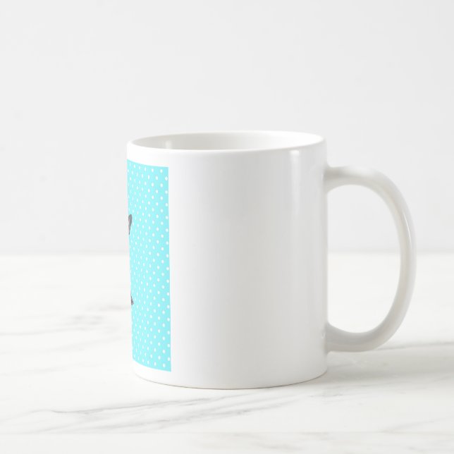 Mug Bleu Chien à Chien à Chien Bleu Pois mignon (Droite)