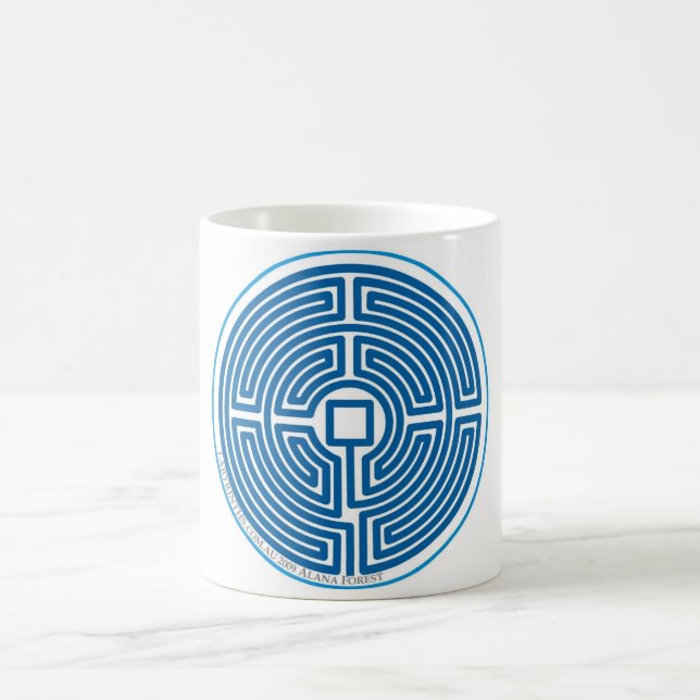Mug bleu chinois de labyrinthe d'écho (Centre)