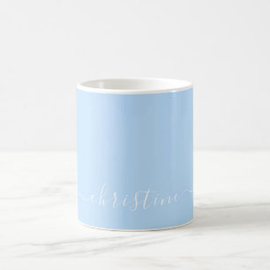 Mug Bleu clair blanc minimaliste moderne Nom 015