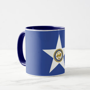 Mug bleu Combo avec drapeau de Houston