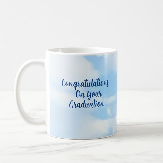 Mug Bleu Congrats Graduation Personnalisé Nom et année (Gauche)