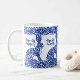 Mug Bleu de Pâques Lapin Lapin Chinoiserie Jolie