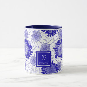 Mug Bleu de tournesol personnalisé