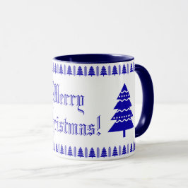 Mug Bleu et blanc Arbre de Noël moderne Arbre étoile M