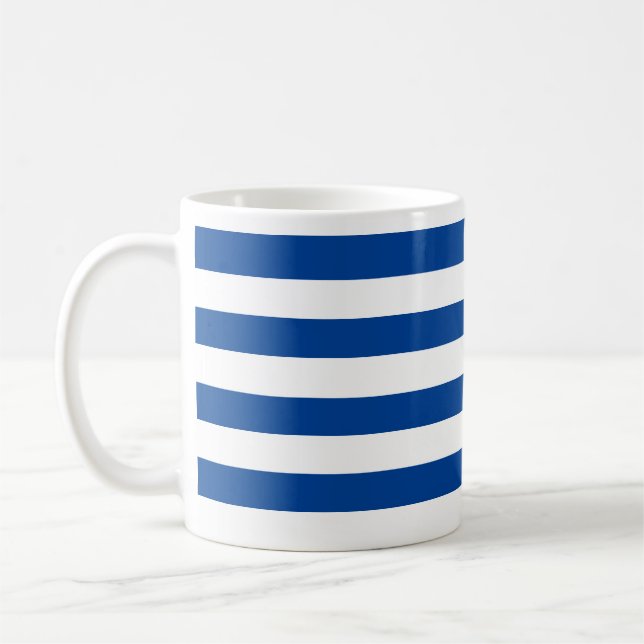 Mug Bleu et blanc de marine épais classique Horizontal (Gauche)