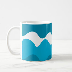 Mug Bleu et blanc vagues horizontales motif