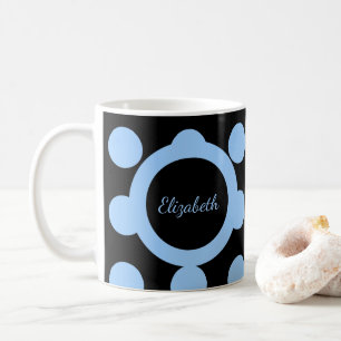 Mug Bleu et noir avec pois et nom