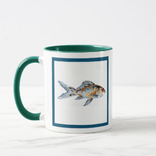 Mug Bleu et orange Shubunkin Goldfish Fine Art