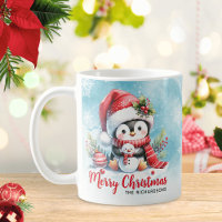 Bleu et rouge Joyeux Noël de Pingouin