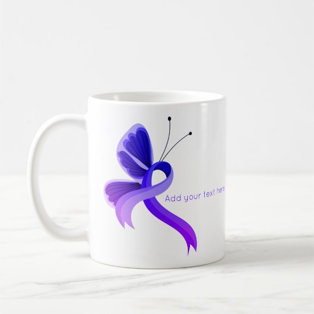 Mug Bleu et violet du ruban de sensibilisation (Gauche)