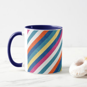 Mug Bleu framboise Orange Jaune Blancs Motif